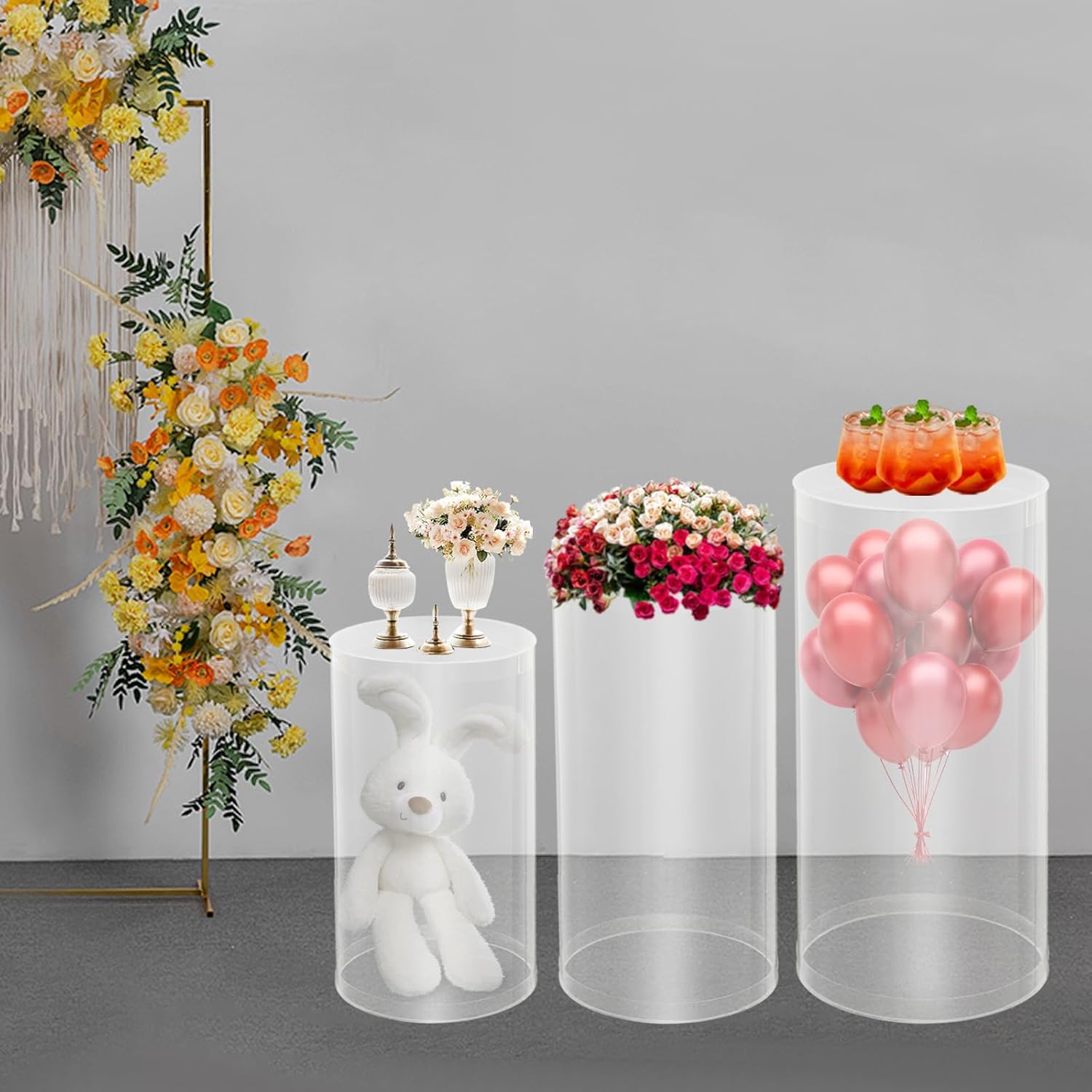 3Pcs Cylinder Stands for Party and Wedding Decor