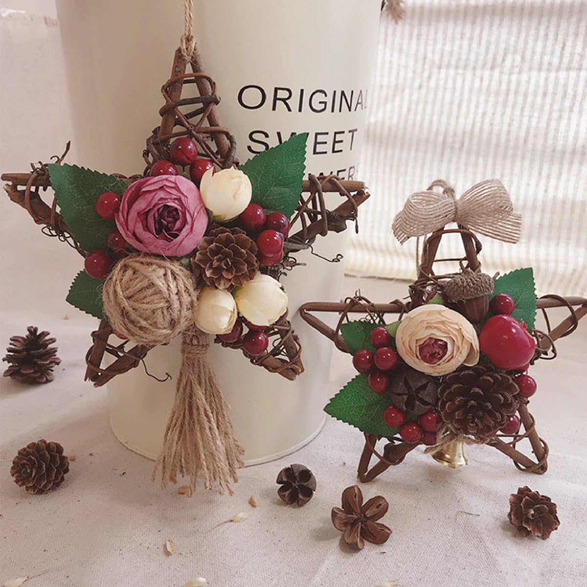 Natural Grapevine Star Shape Wreath DIY Christmas Decoration 12 Inches