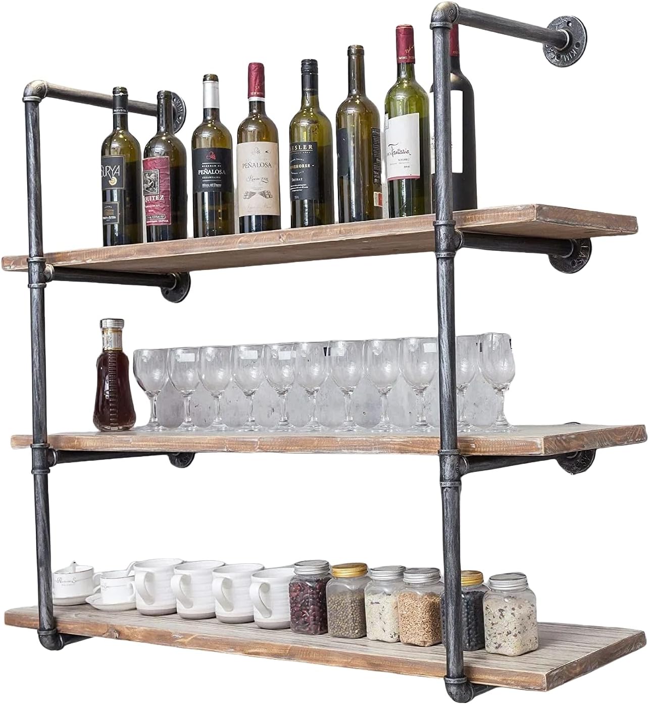 BIXIRAO 4-Tier Industrial Pipe Shelf Brackets
