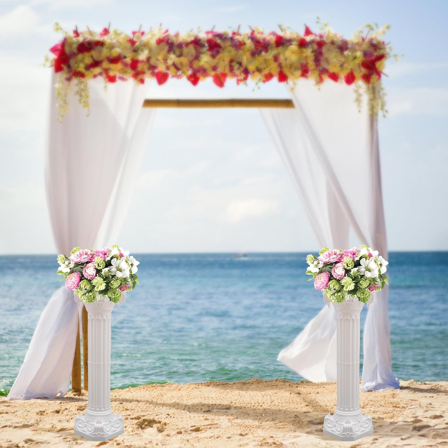 White Wedding Roman Column 2pcs Set