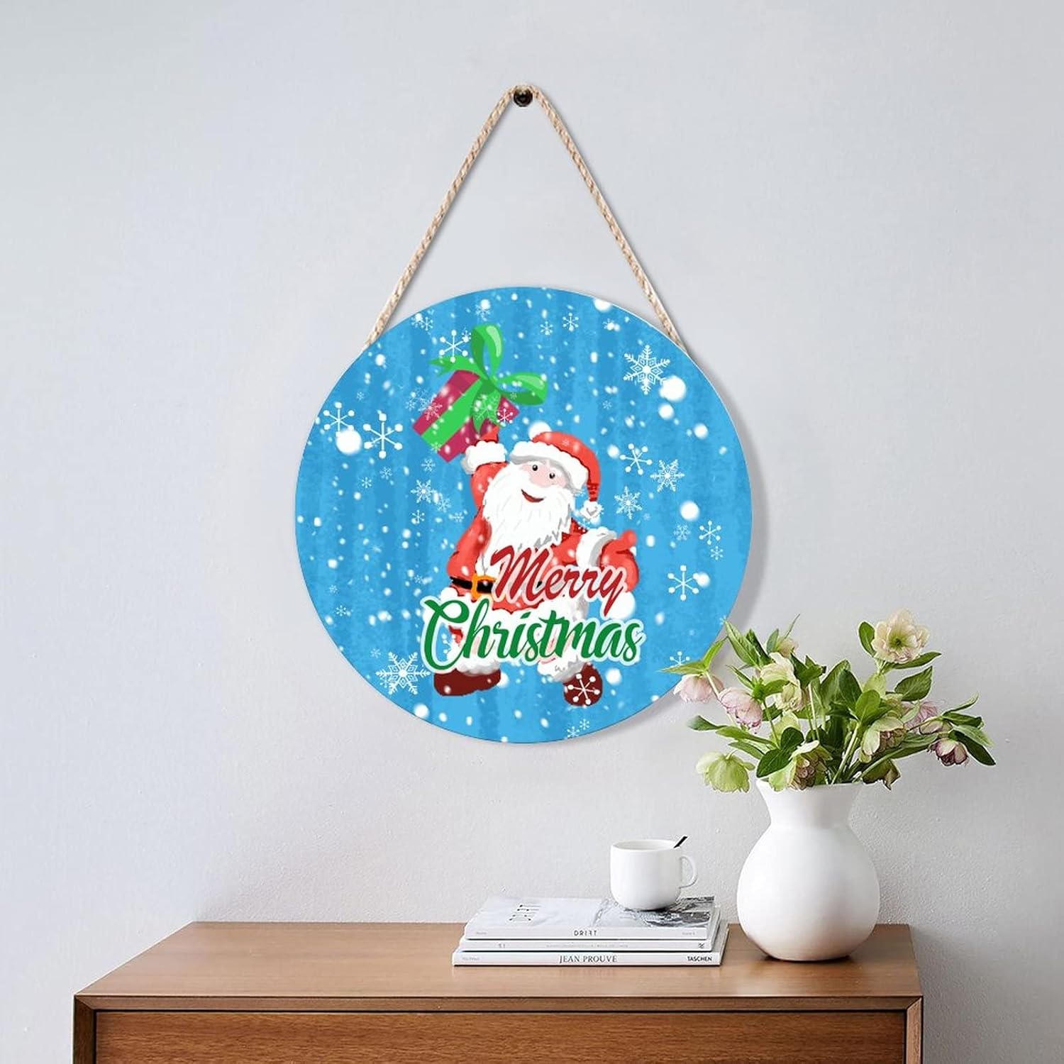 Farmhouse Front Door Hanger Holiday Decor 10x10in