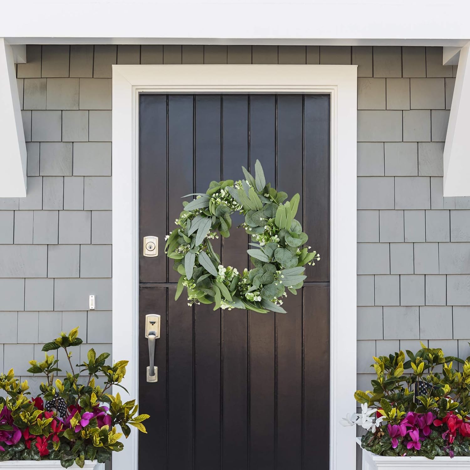 PRETYZOOM Eucalyptus Wreath Real Look Fake Flower Door Garland