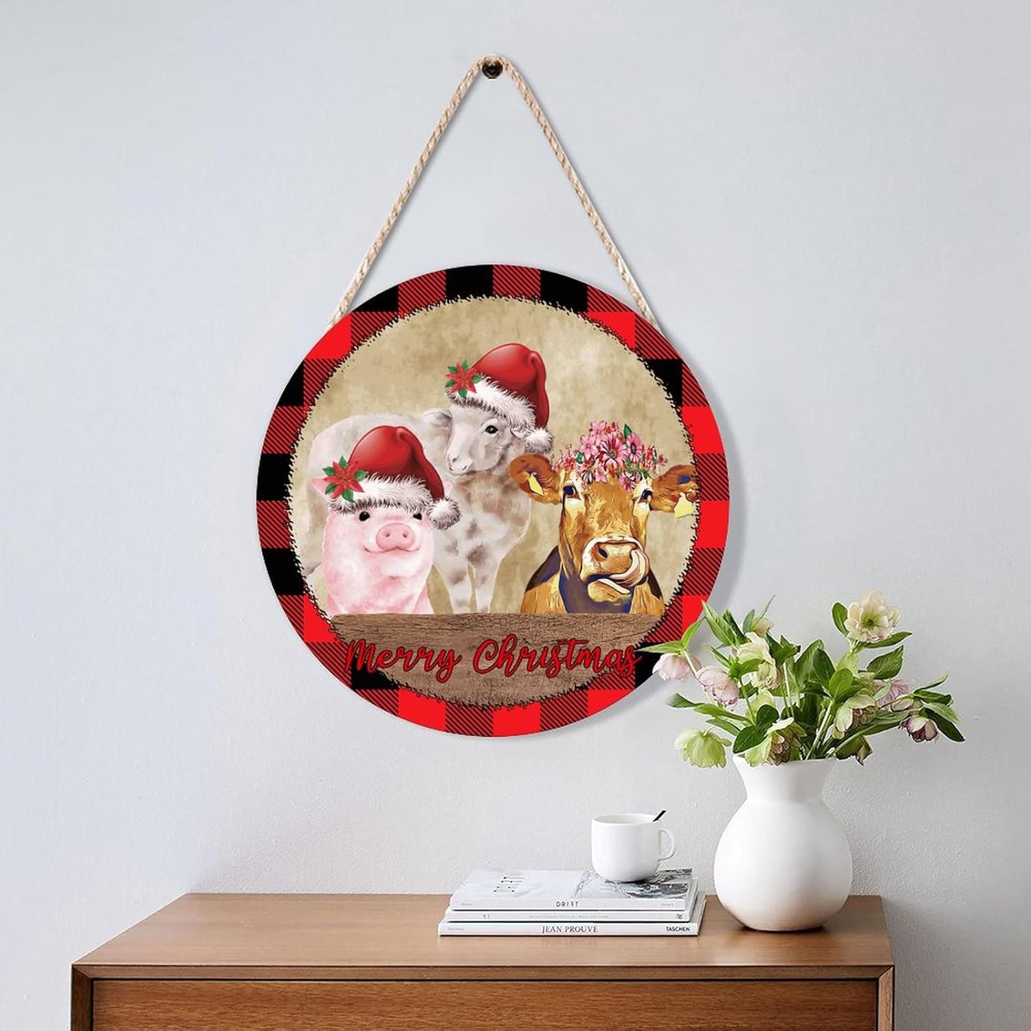 Farmhouse Door Hanger with Santa and Farm Animals