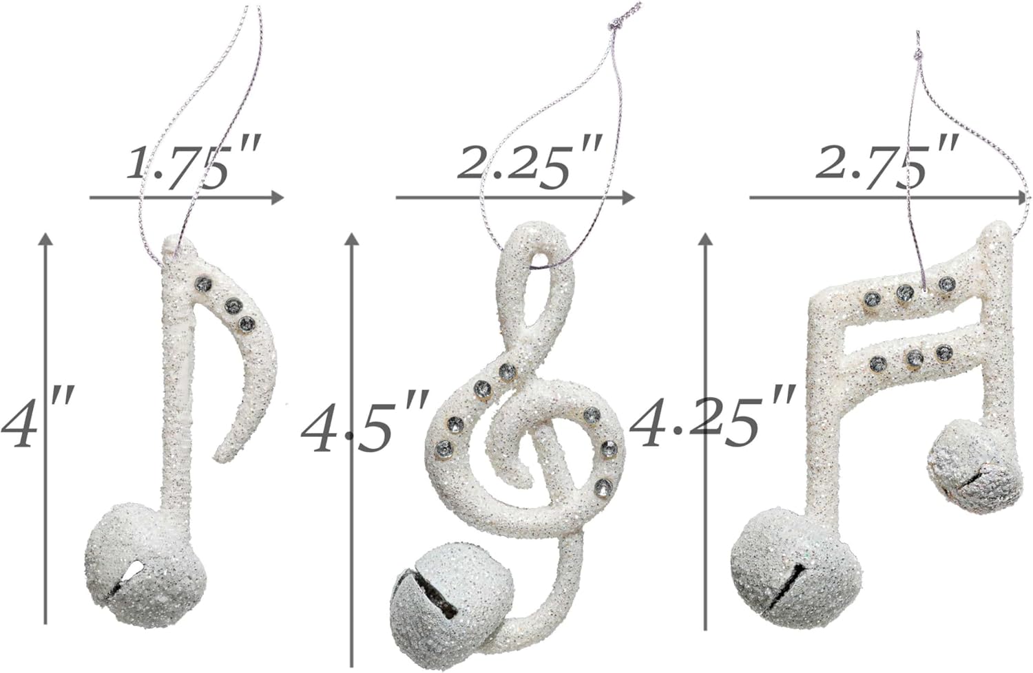 Christmas Traditions 4 Inch Glittered Musical Hanging Ornaments Set of 6