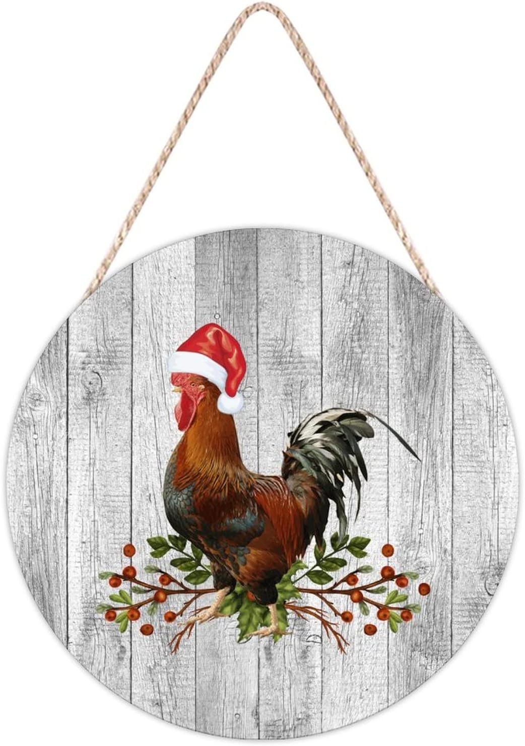 Funny Farm Animal Christmas Door Hanger 12x12in Wood Sign