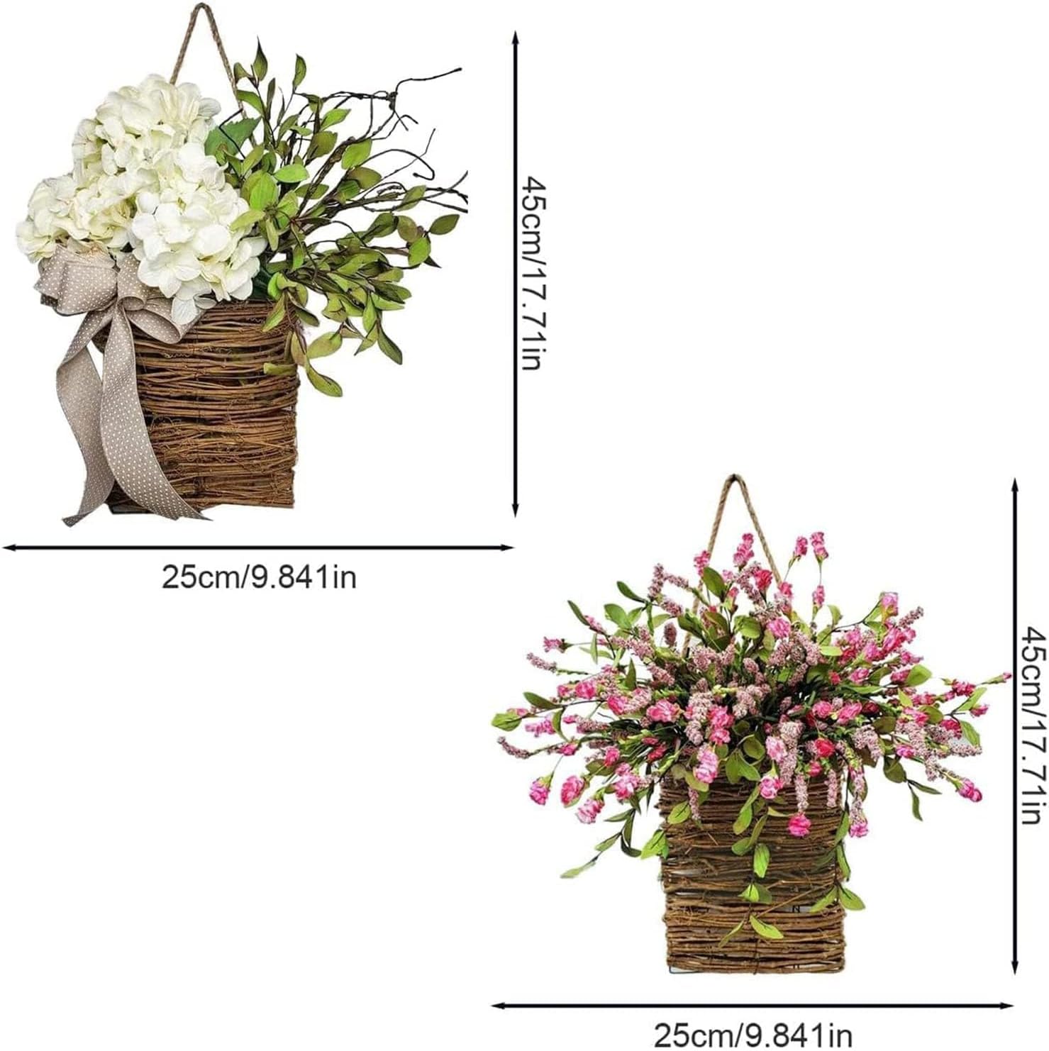 Cream Hydrangea Door Hanger Basket Wreath