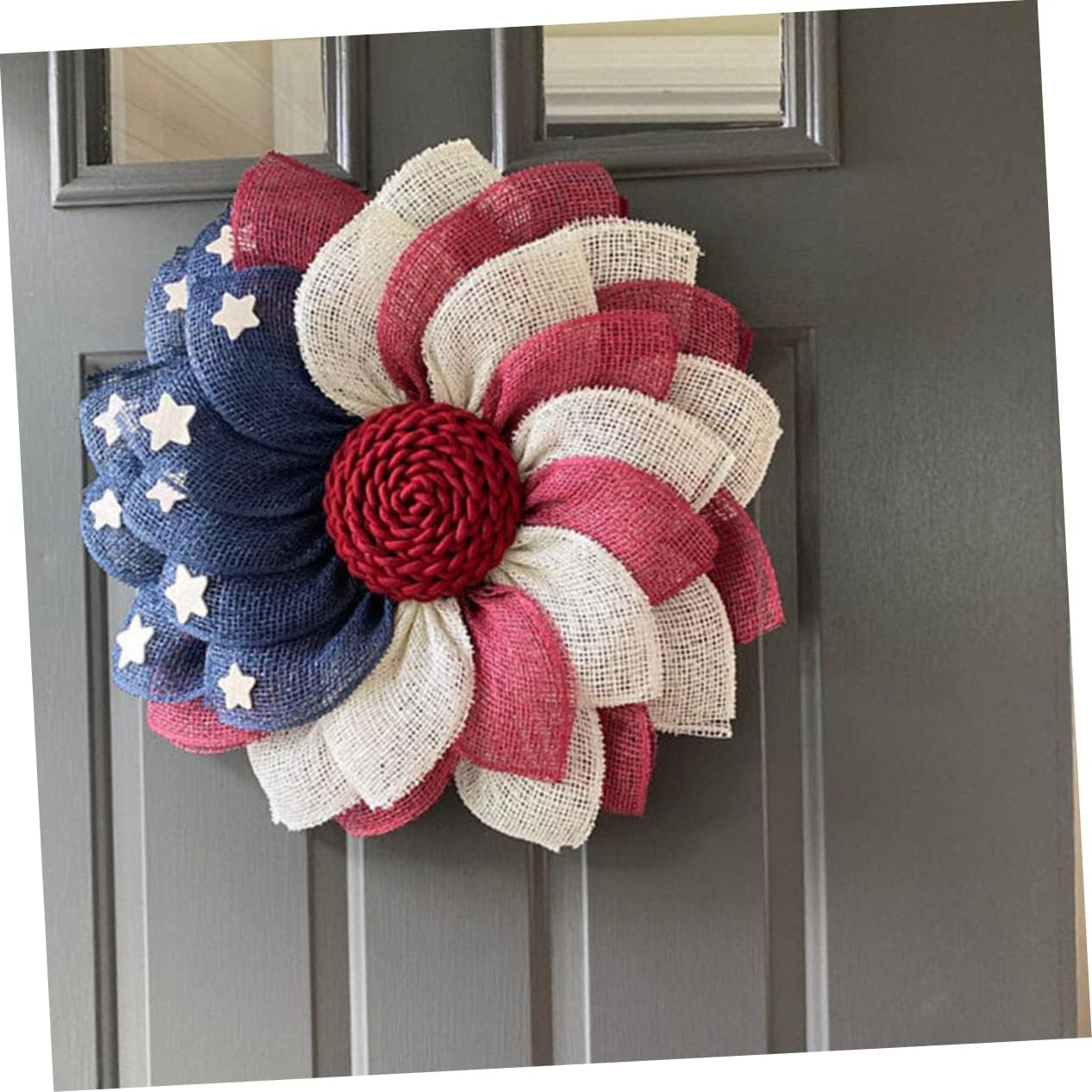 Patriotic Flag Fabric Wreath Front Door Decor