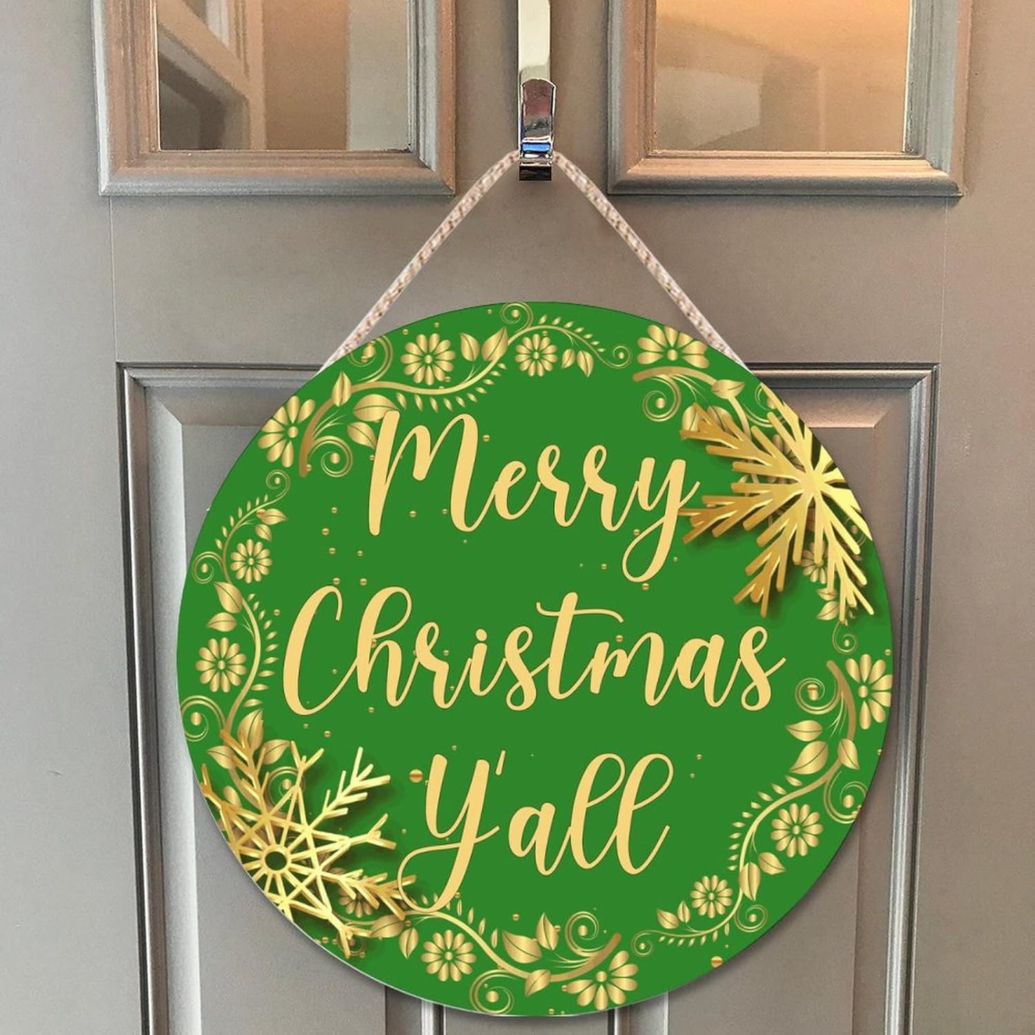 Christmas Gold Wreath Door Hanger Home Decor