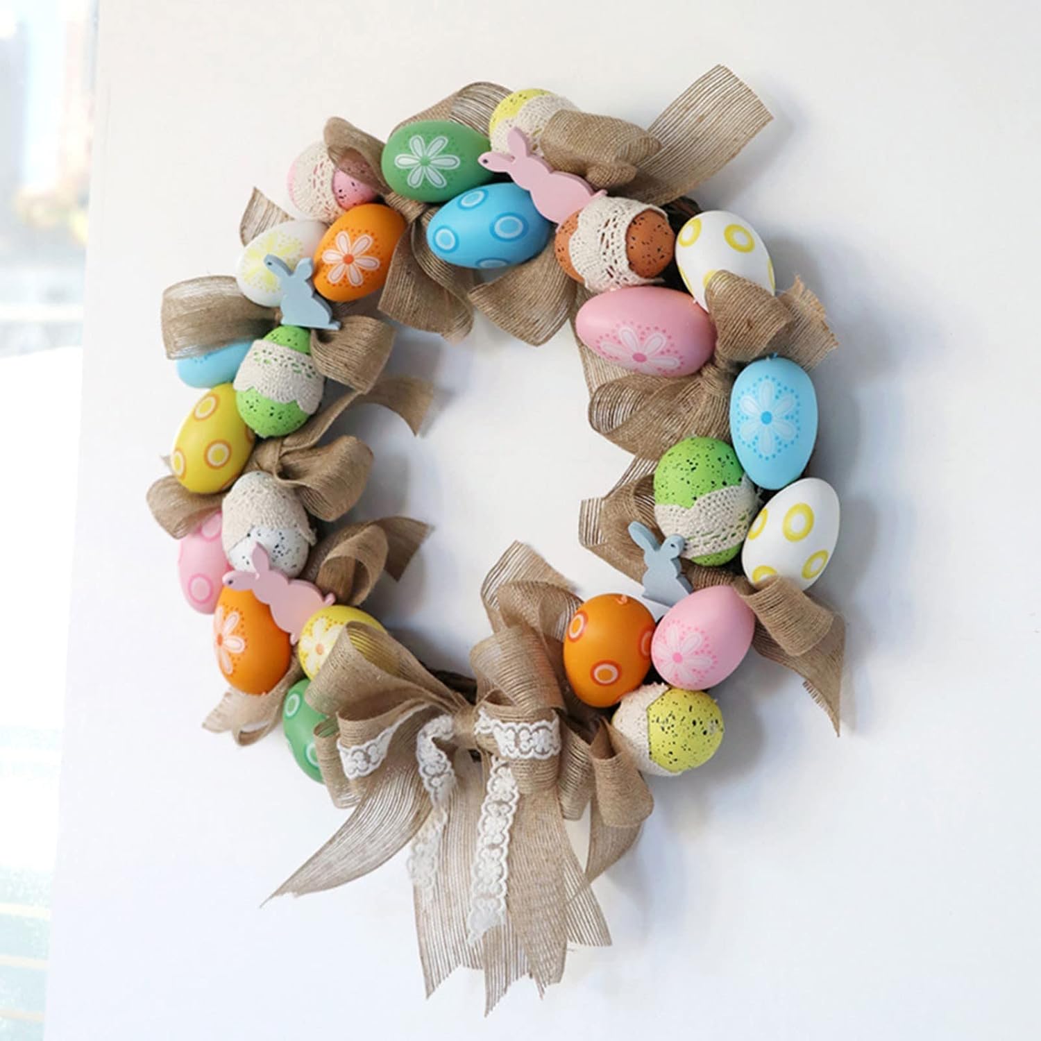 48 Inch Christmas Wreath with Easter Egg and Gnome Decorations