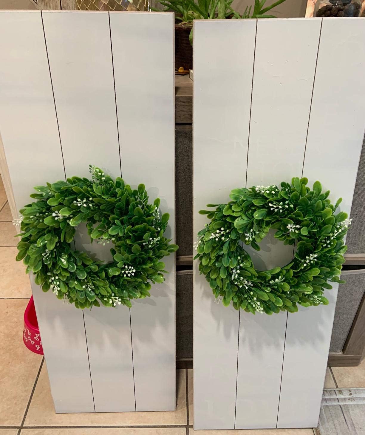LSKYTOP 4 Pcs Artificial Boxwood Wreath 11 Inch