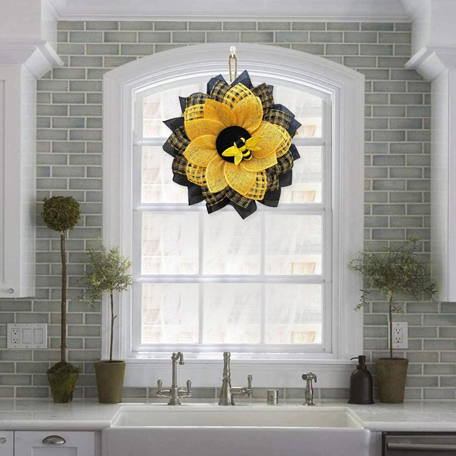 Cakina Bee Sunflower Wreath Easter Decorations Boxwood Dog Wreath