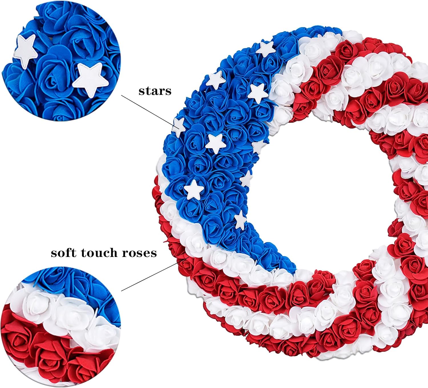 16 Inch Patriotic Flag Wreath for Front Door and Porch