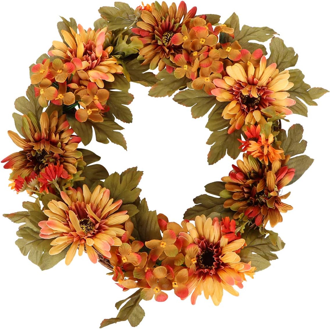ABOOFAN Artificial Hydrangea Wreath for Halloween and Thanksgiving