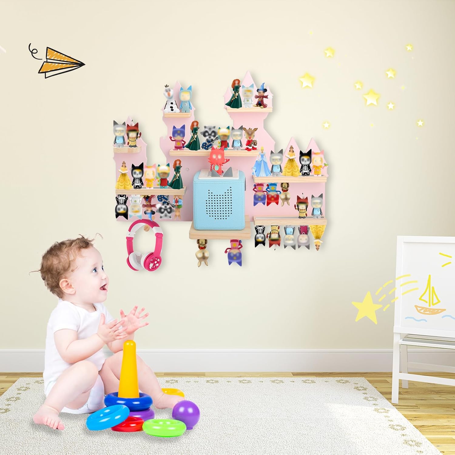 Taladad Wooden Magnetic Floating Shelf for Toniebox