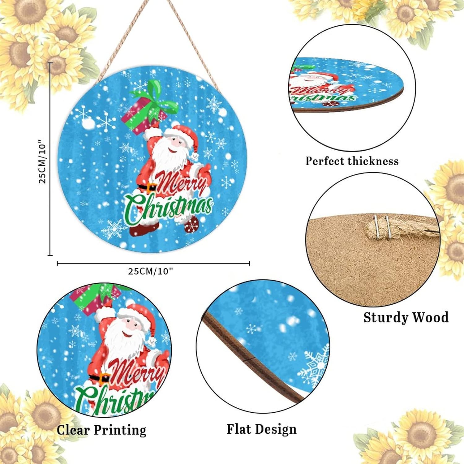 Farmhouse Front Door Hanger Holiday Decor 10x10in
