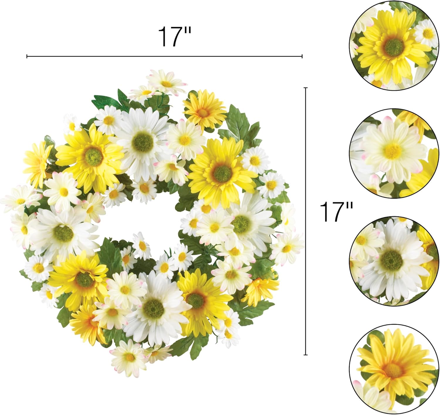 Beautiful Mixed Yellow and White Daisy Front Door Wreath