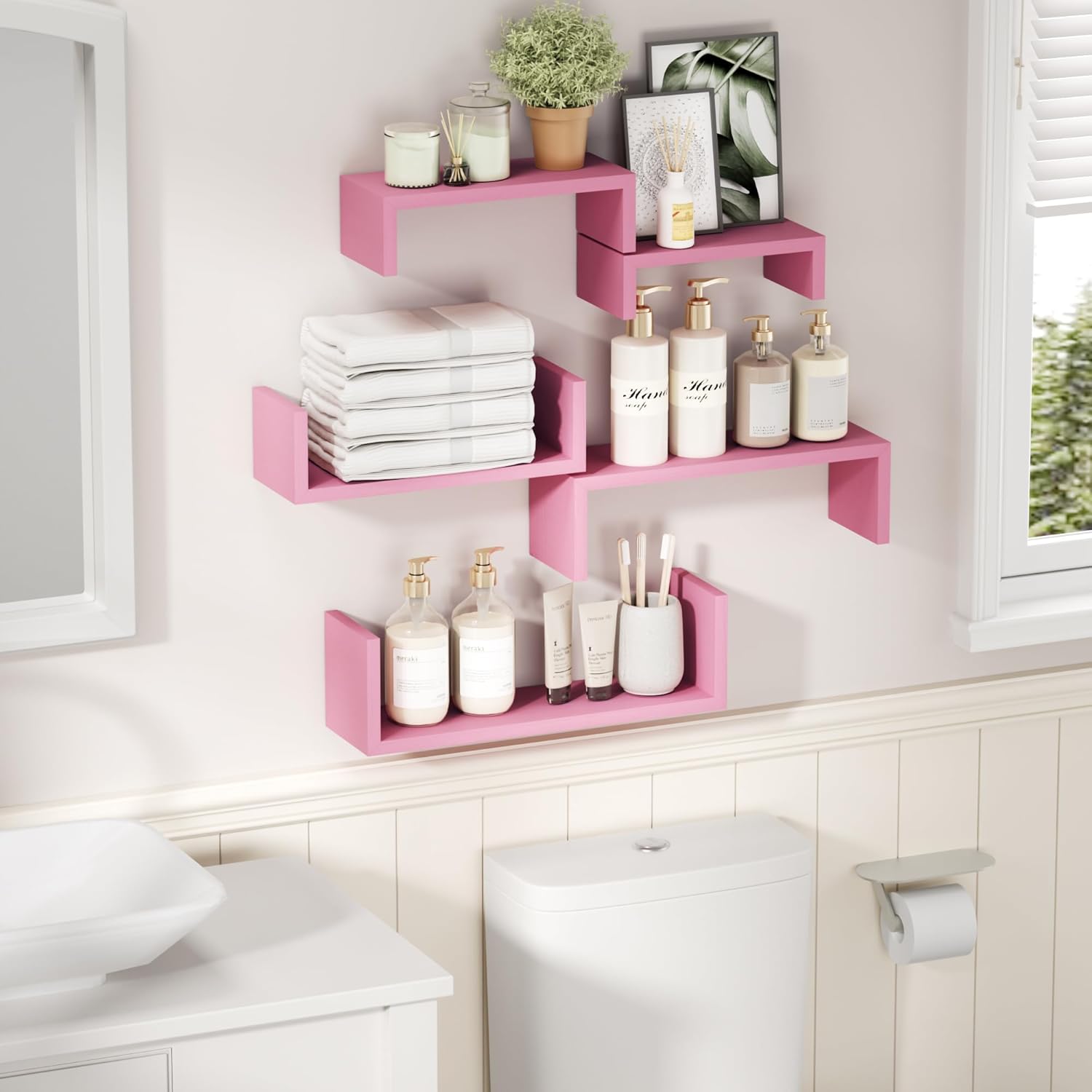 SRIWATANA Floating Shelves Set of 5 Pink