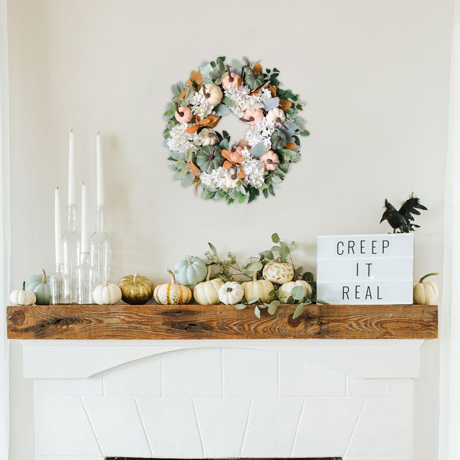 Idyllic 22 Inch Rustic Farmhouse Fall Wreath