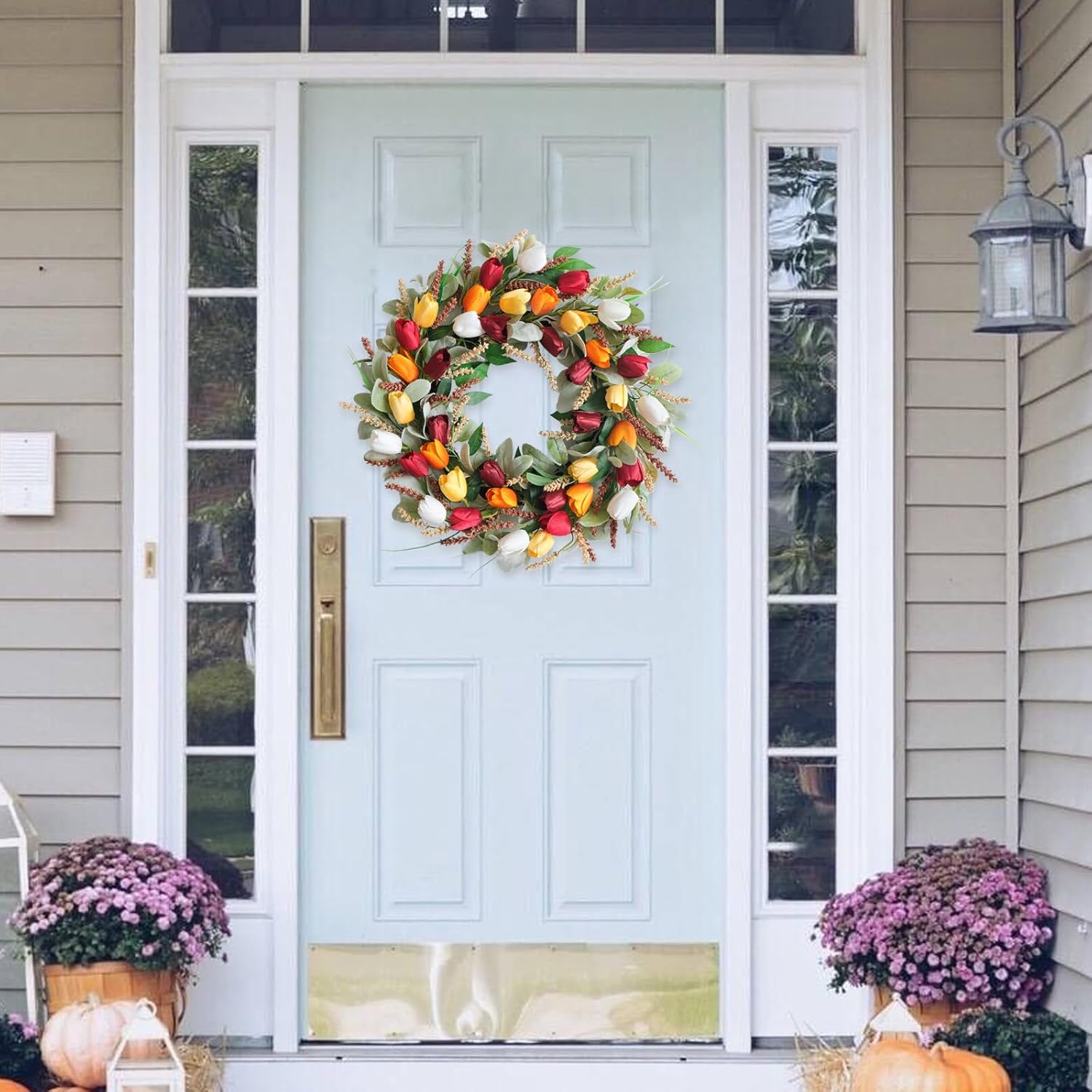 24 Inch Fall Tulip Wreath with Lamb Ears