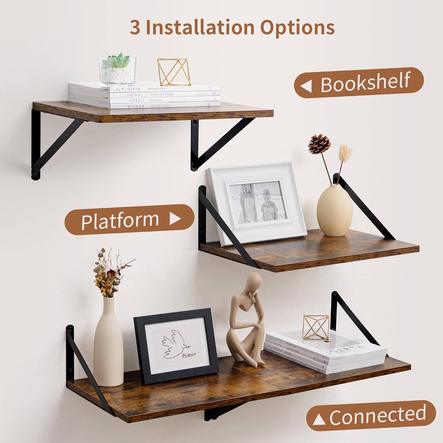 Axeman 16W x 12D Rustic Floating Shelves Set of 2
