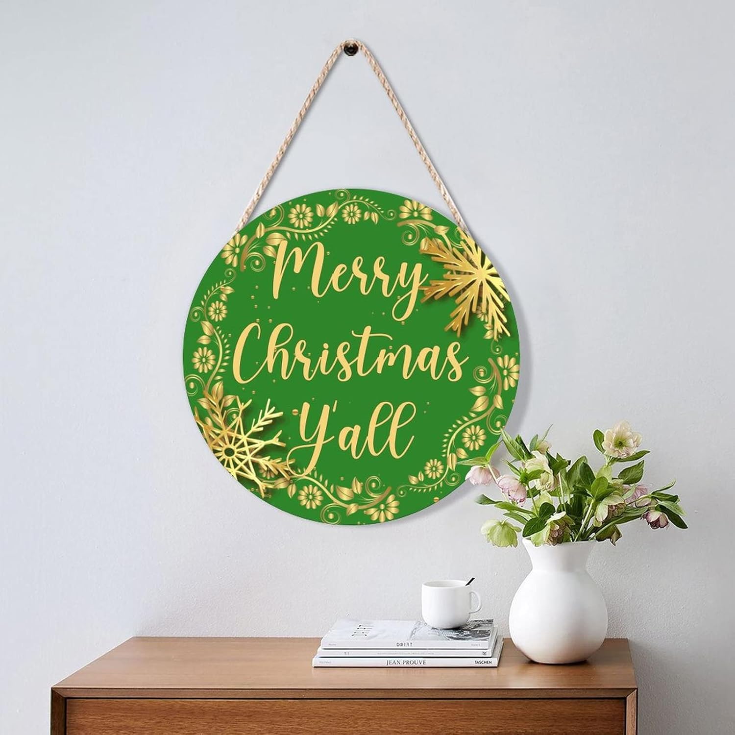 Christmas Gold Wreath Door Hanger Home Decor