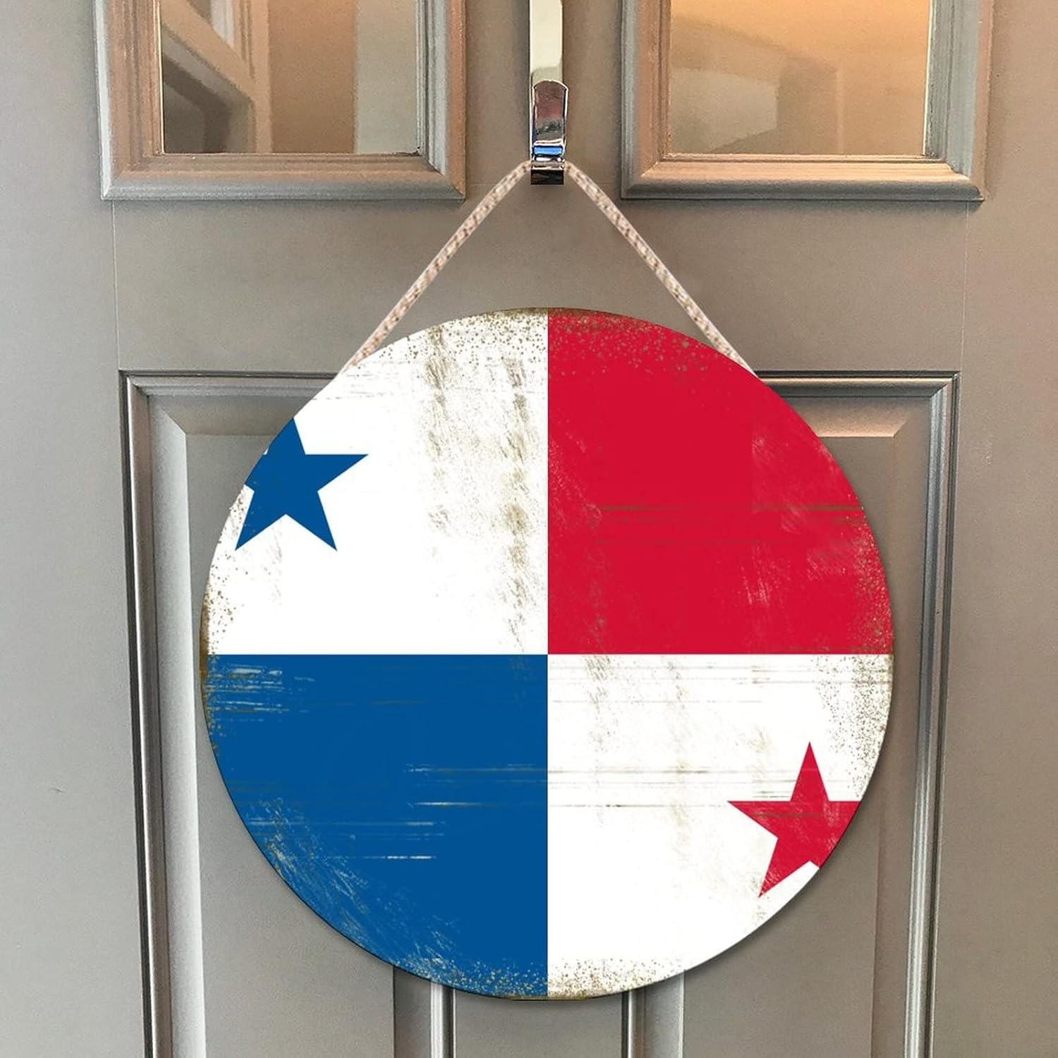 Farmhouse Door Hanger with Panama Flag Design