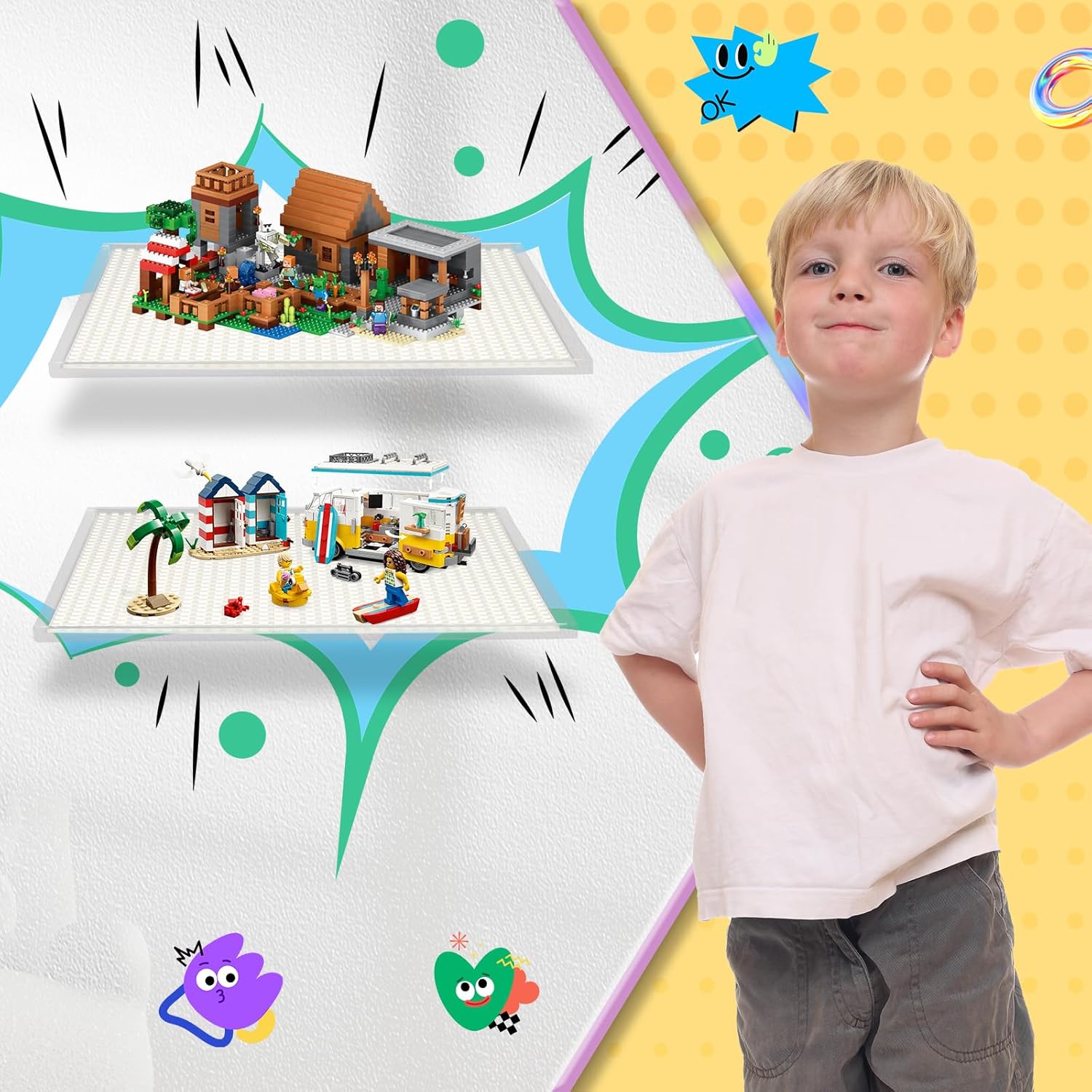 2 Pack Floating Shelves for Lego and Toy Blocks