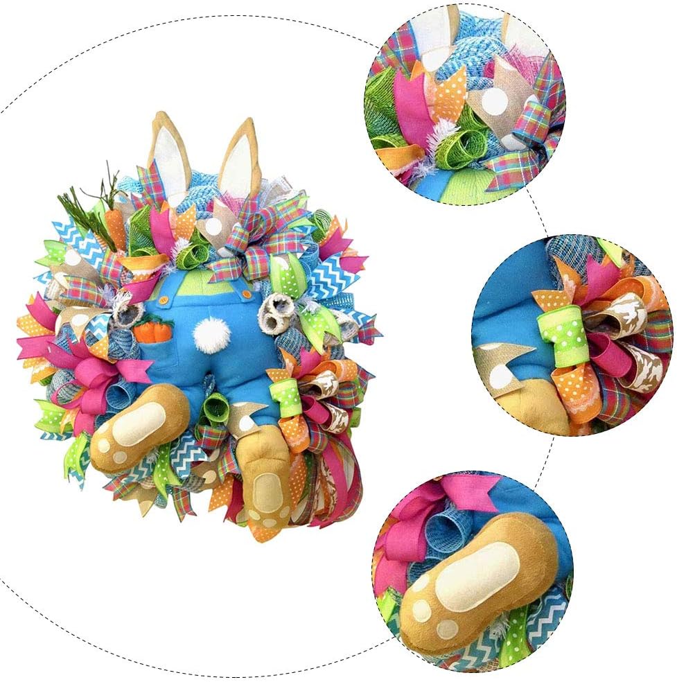 Amosfun Easter Bunny Wreath Door Window Decor