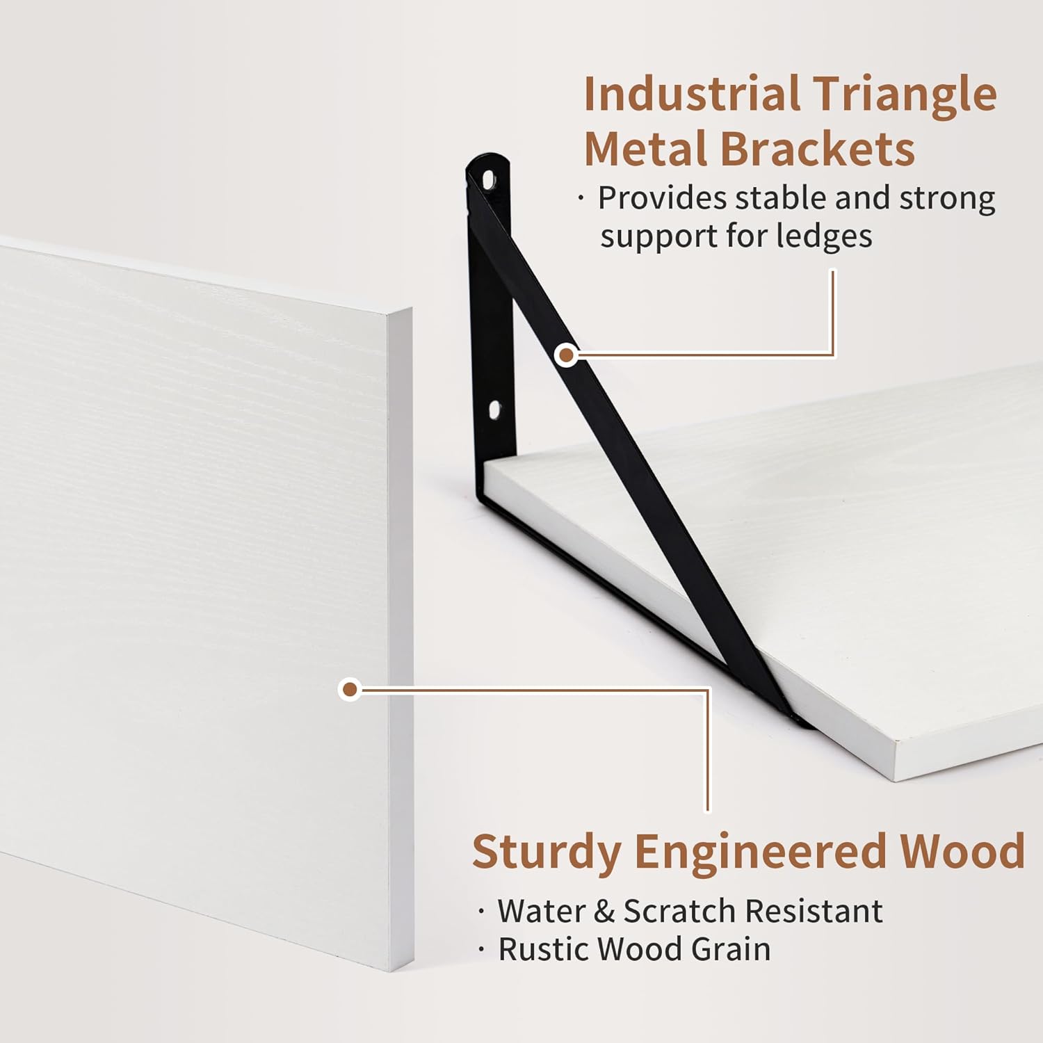 Axeman Deep Floating Shelves Set of 2 16W x 12D White Wall Shelves