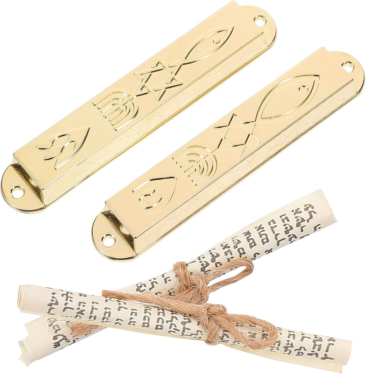 1pair Antique Metal Mezuzah Scroll Door Ornament for Home Blessings