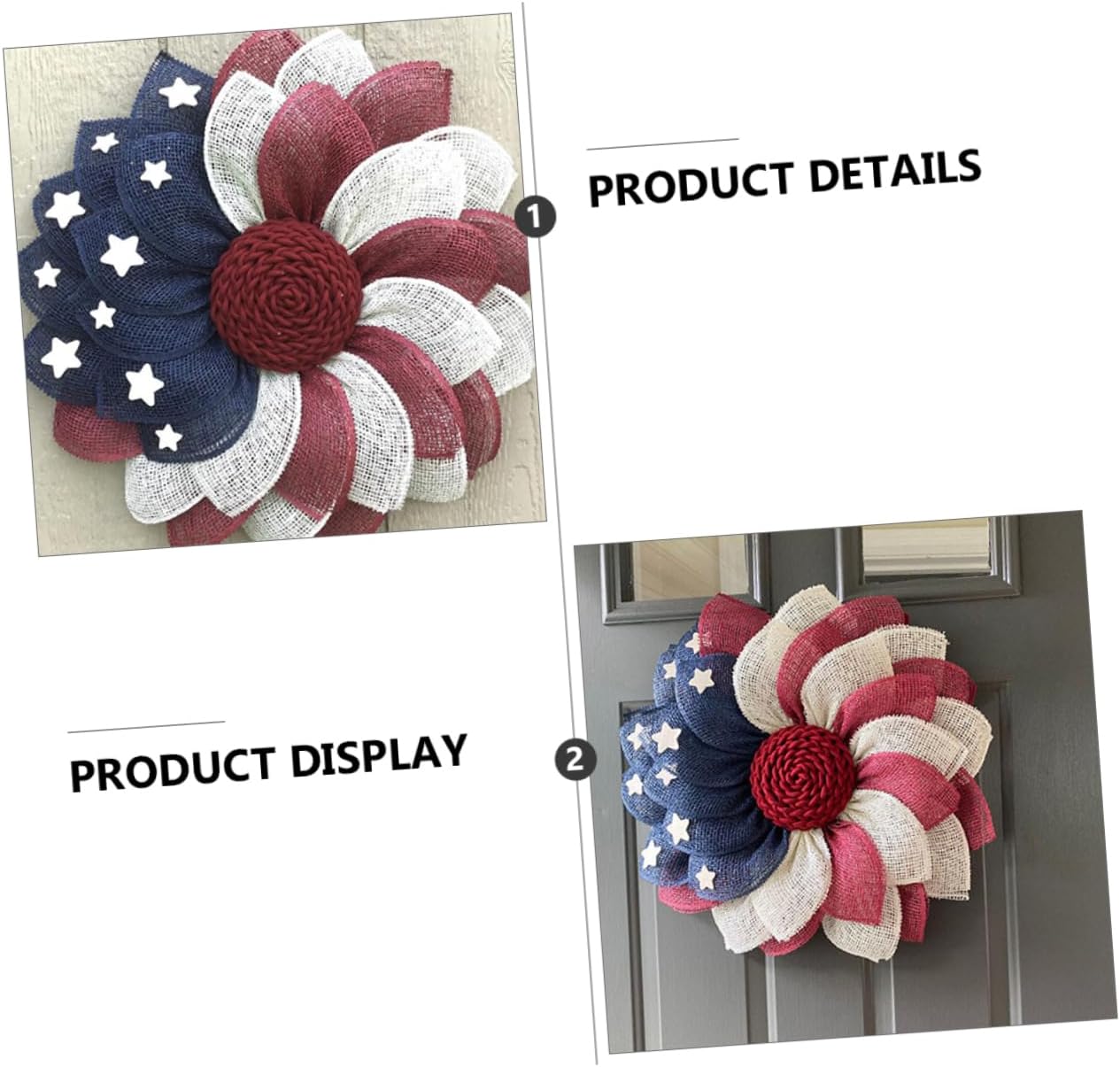 Patriotic Flag Fabric Wreath Front Door Decor