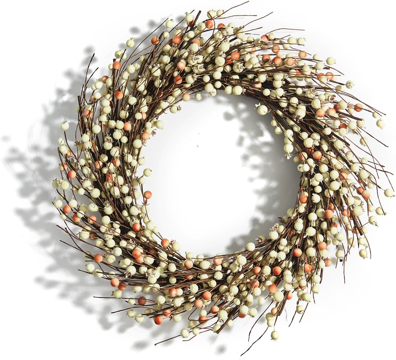 LampLust Cream Berry Grapevine Wreath for Front Door