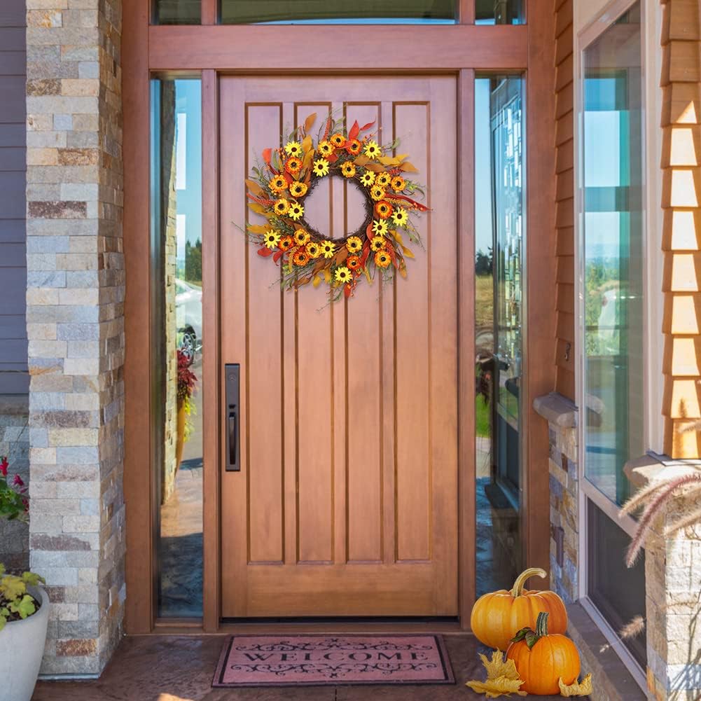 GAOMON 20 Inch Artificial Fall Floral Wreath