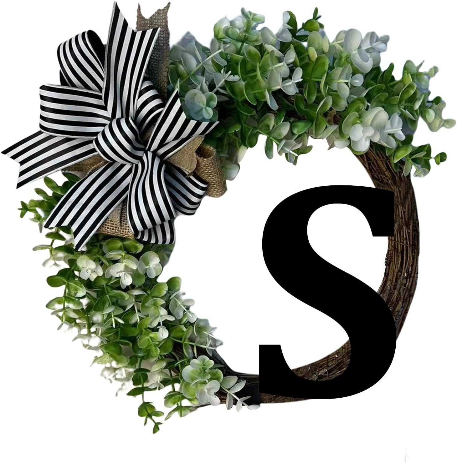 Cakina Wreath with Bow and Welcome Sign
