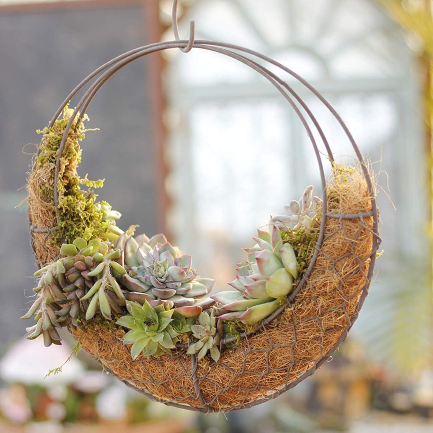 Moobom Wire Wreath Frame Hanger with Hook for Home Garden