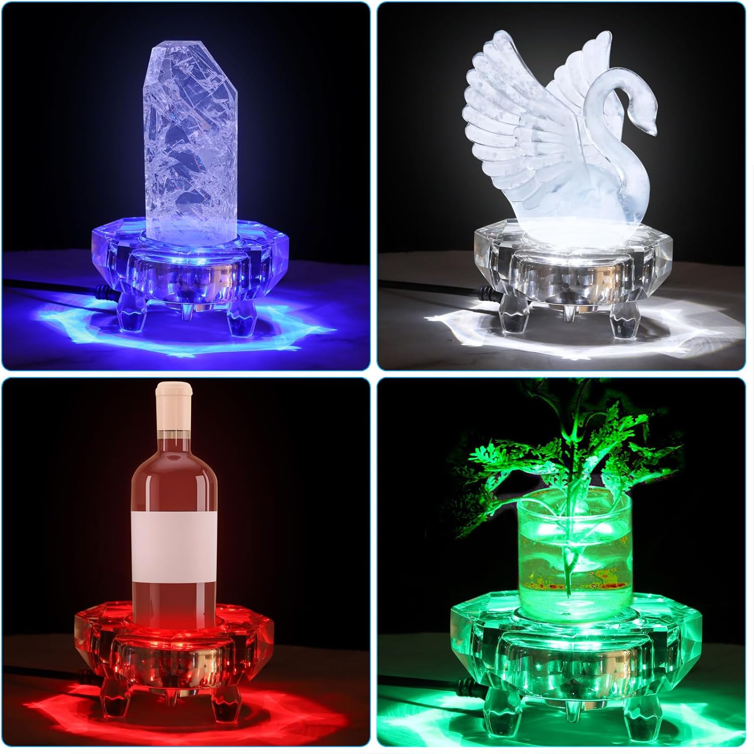 PATIKIL Crystal LED Light Base Stand 2 Pack