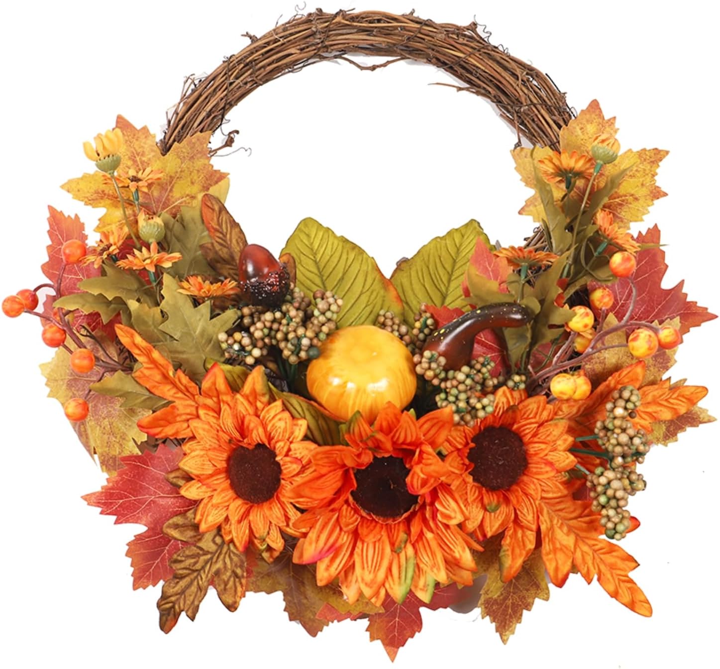 WENMAQIN 12 Inch Fall Wreath Front Door Decor