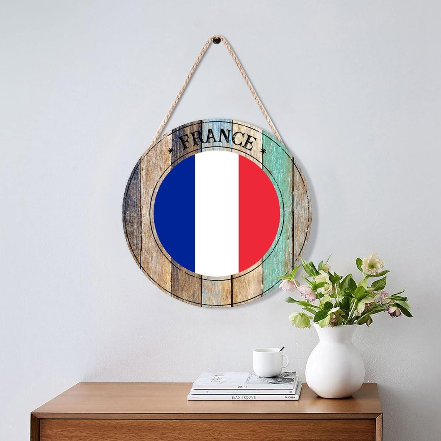 Farmhouse Front Door Hanger Round Wood Sign 10x10