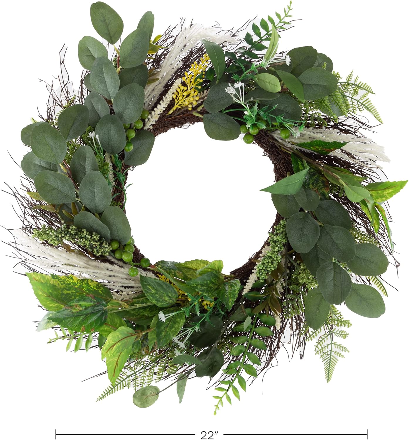 Sweet Anne Eucalyptus Wreath - 22 Inch Artificial Decor