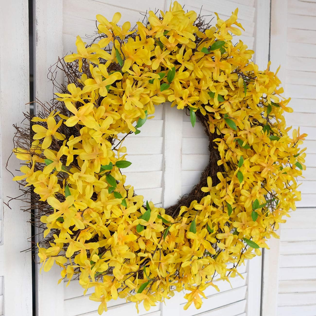 25 Inch Yellow Forsythia Spring Wreath for Front Door