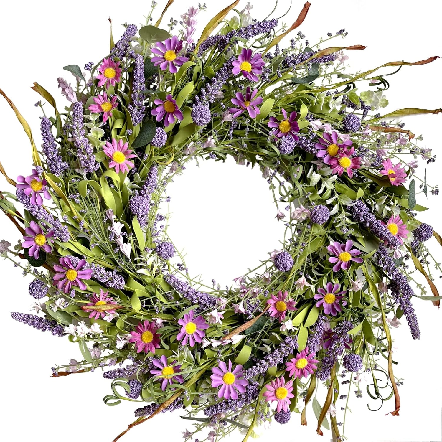 24 Inch Spring Wild Flower Wreath for Front Door
