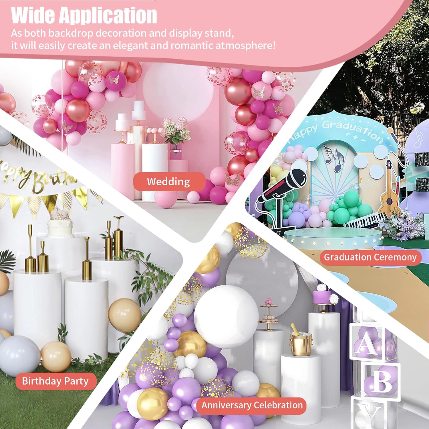 3PCS White Cylinder Pedestal Display Stand for Decorations