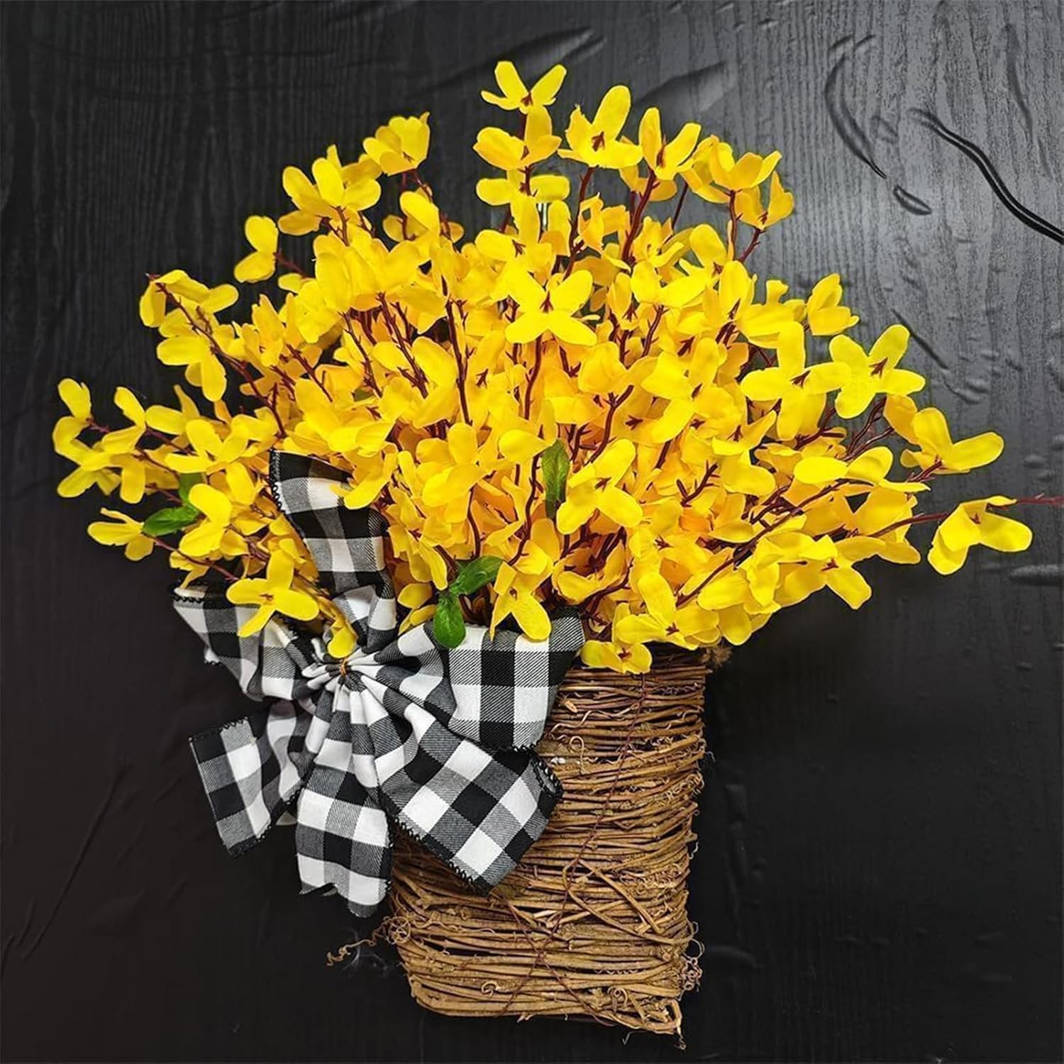 Hydrangea Door Hanging Basket Wreath Yellow