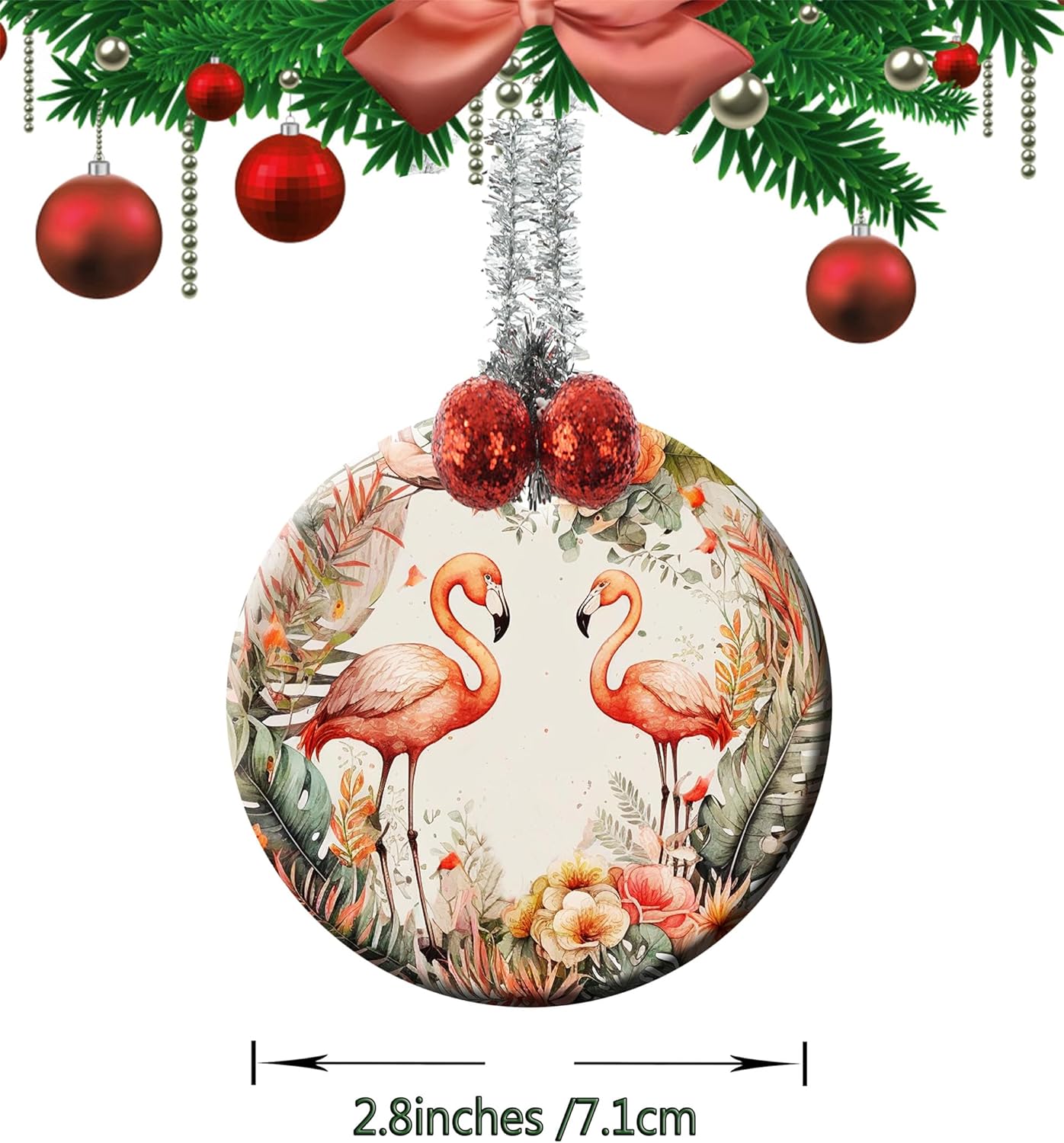 Ceramic Flamingos Christmas Wreath Ornament Decorations