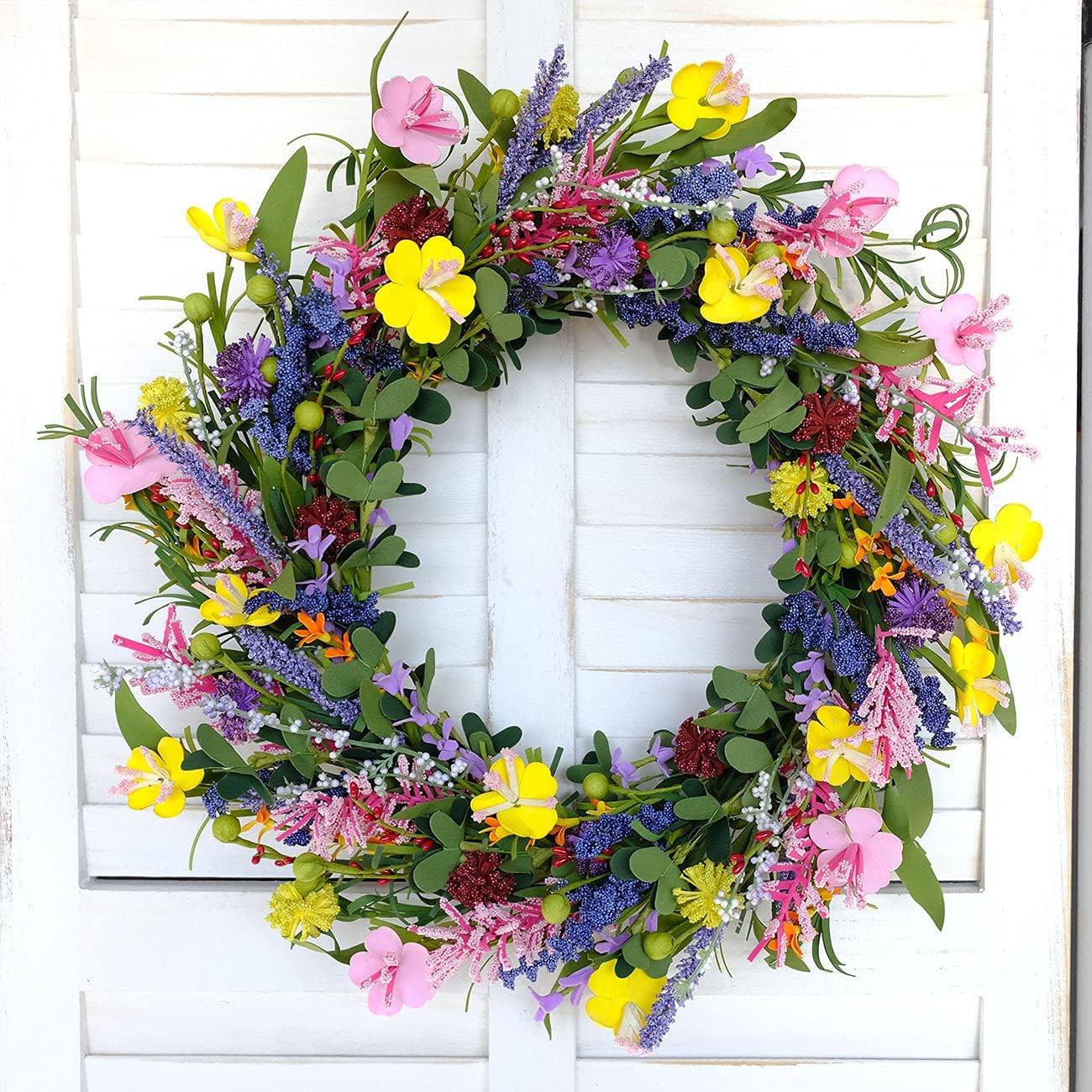 Bibelot 20 Inch Daisy Lavender Wreath Spring Summer Decor