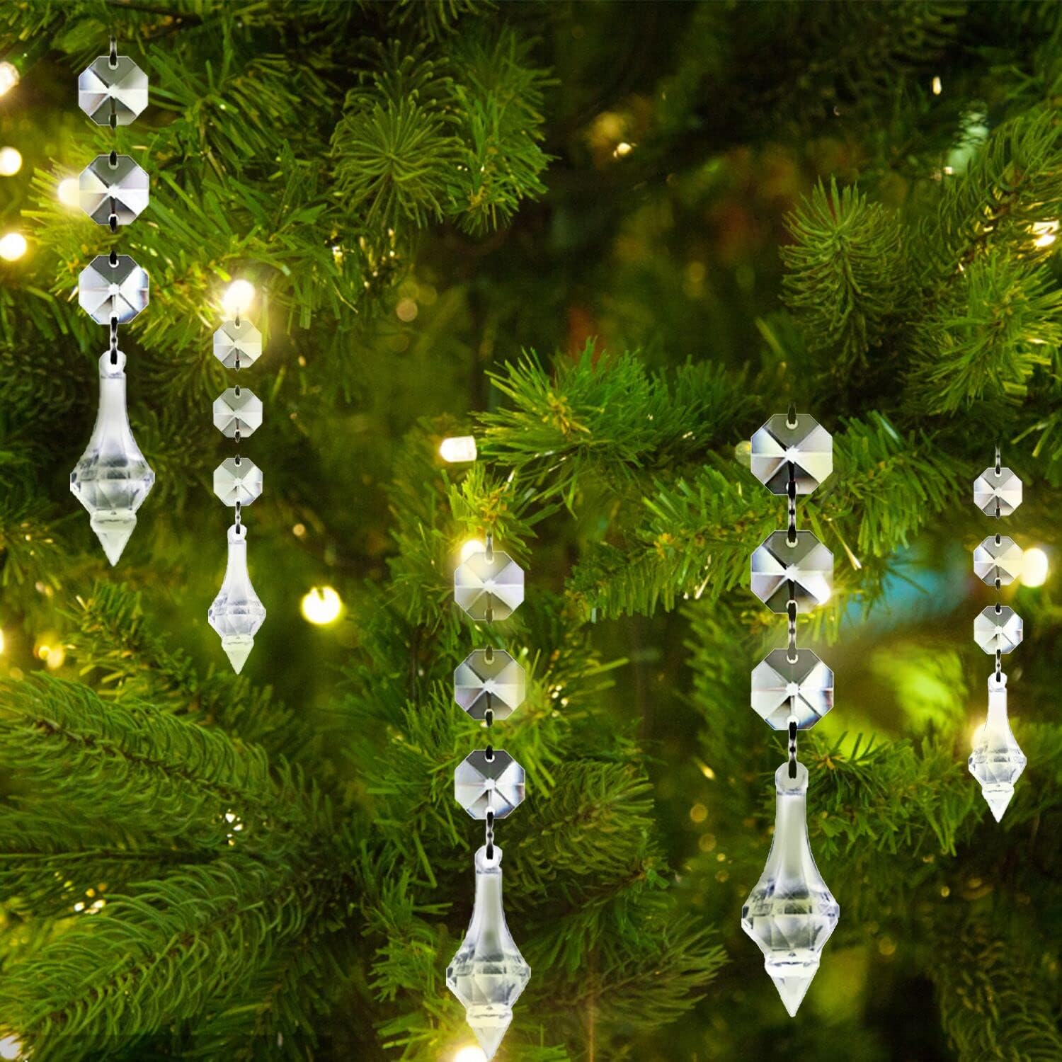 Jishi 30pk Crystal Finial Ornaments for Christmas Decorations