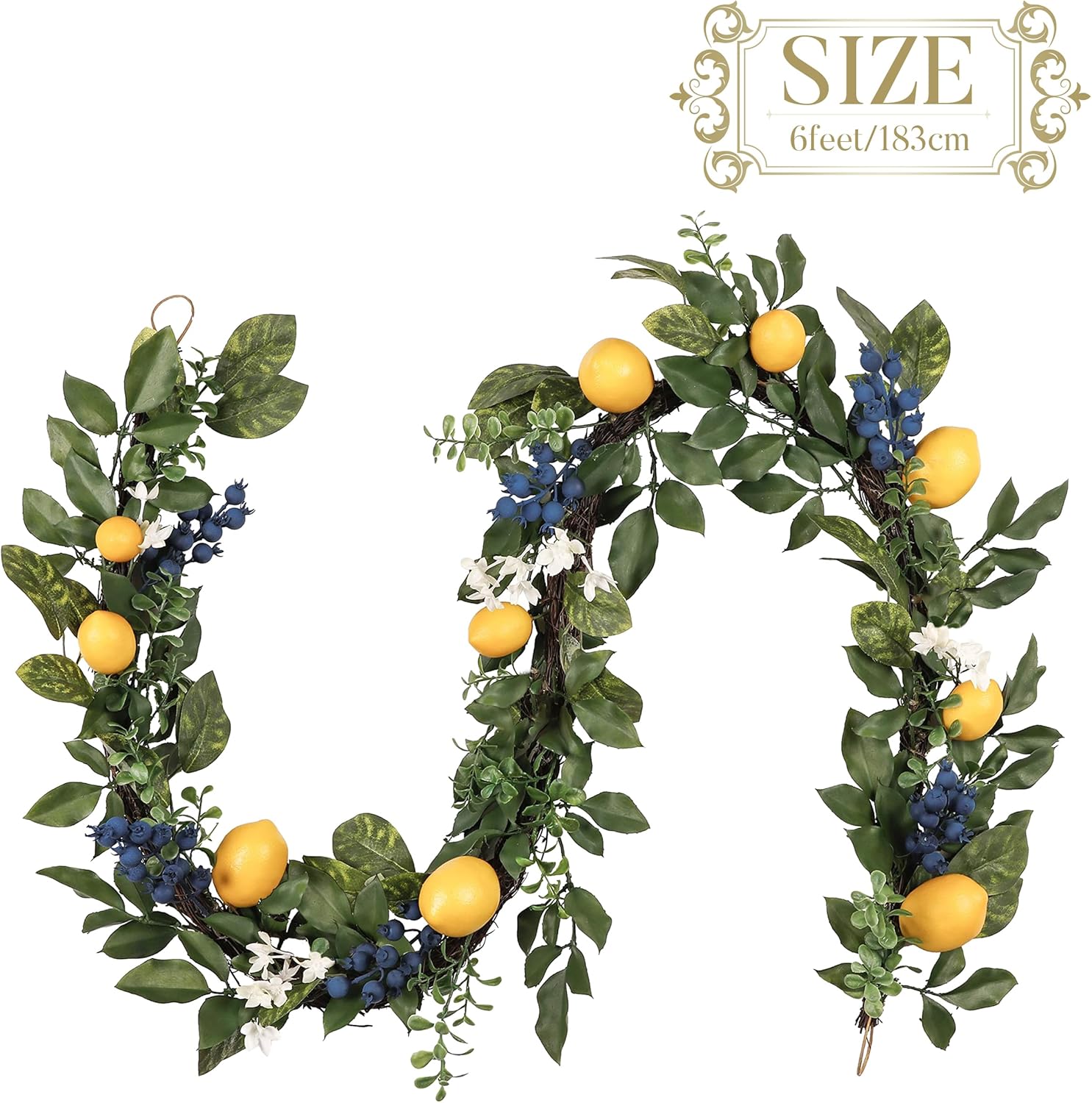 Valery Madelyn 24 Inch Spring Lemon Wreath and 6ft Garland Bundle