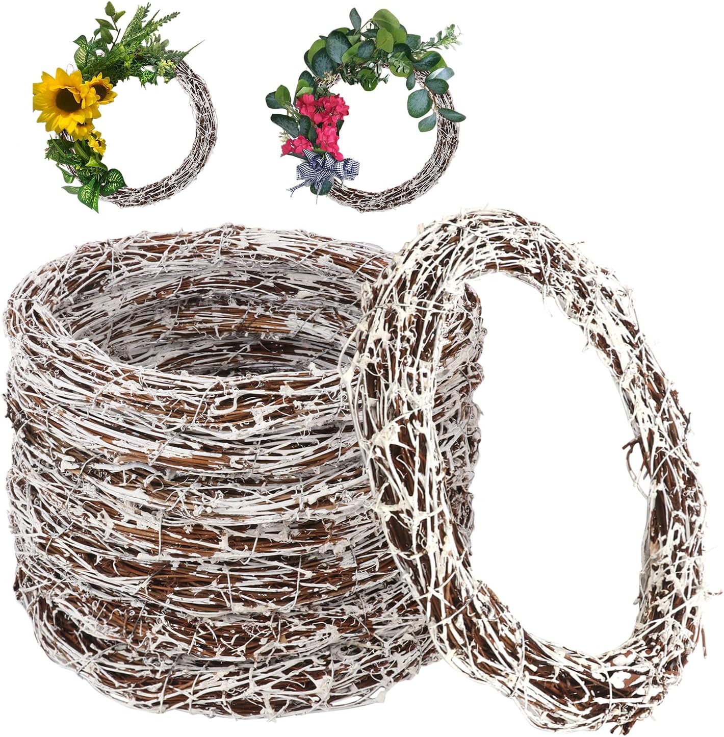 7 Pcs 12 Inch Natural Grapevine Wreath Set