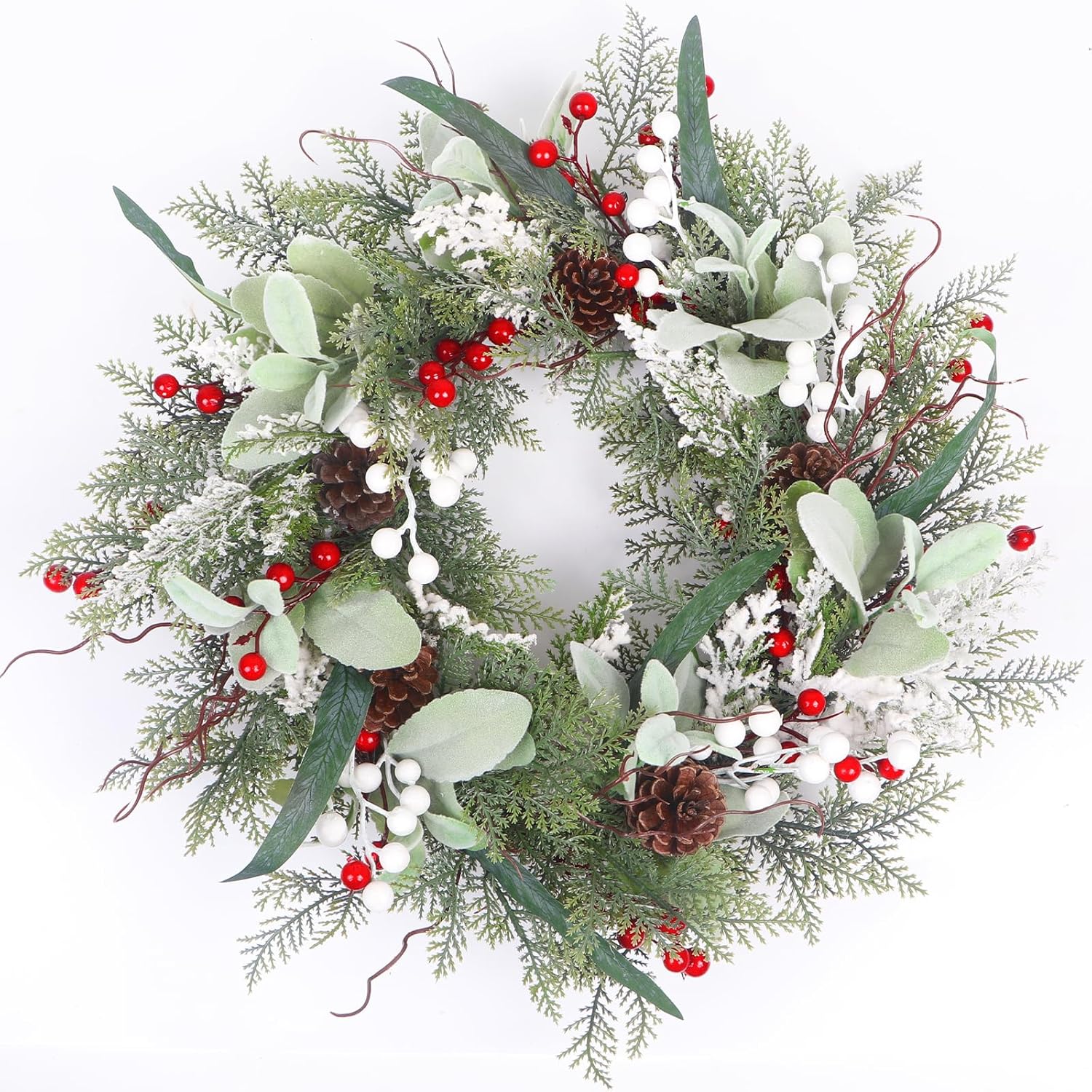 22 Inch Artificial Christmas Wreath with Pinecone and Berries
