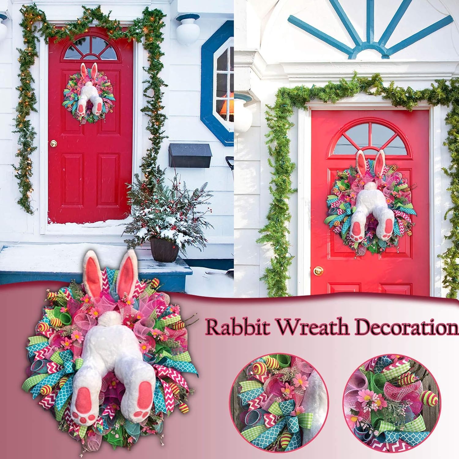 Cute Easter Bunny Wreath for Front Door and Window
